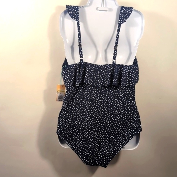 Kona Sol Women's Ruffle Full Coverage One Piece Swimsuit Polka Dots Size 16 NTG - Picture 8 of 16
